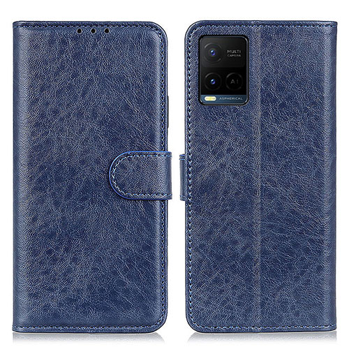 Leather Case Stands Flip Cover Holder A07D for Vivo Y21s Blue