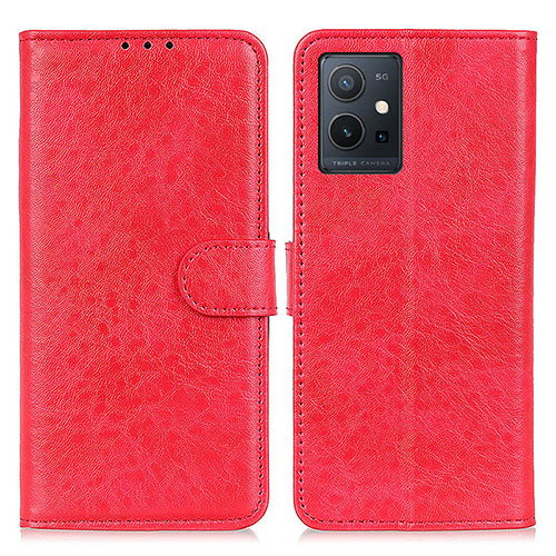 Leather Case Stands Flip Cover Holder A07D for Vivo Y33e 5G Red