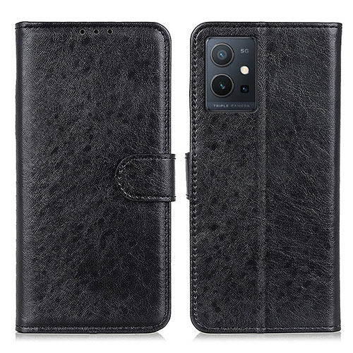 Leather Case Stands Flip Cover Holder A07D for Vivo Y55 5G Black