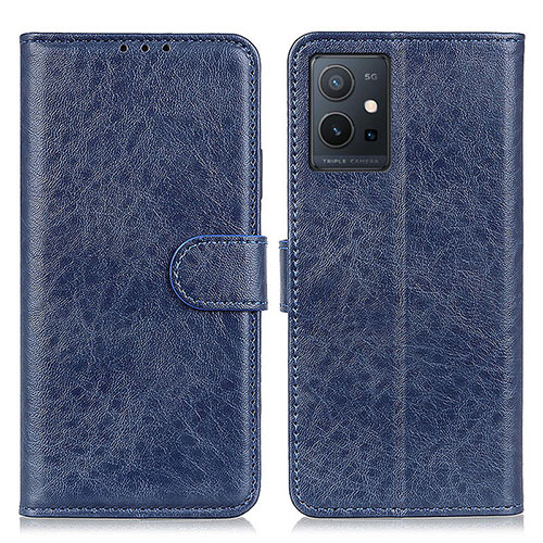 Leather Case Stands Flip Cover Holder A07D for Vivo Y55 5G Blue