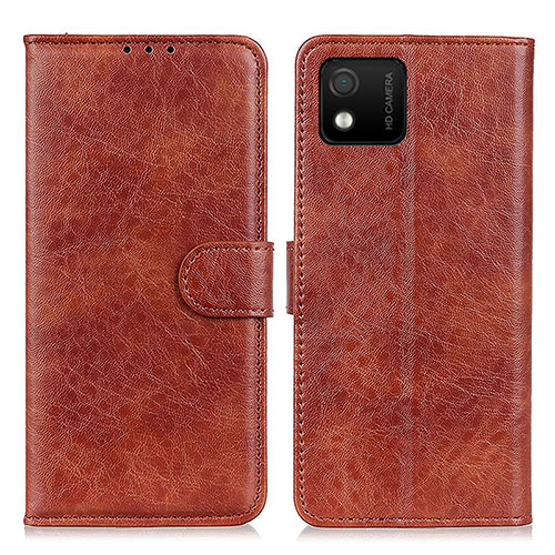 Leather Case Stands Flip Cover Holder A07D for Wiko Y52 Brown