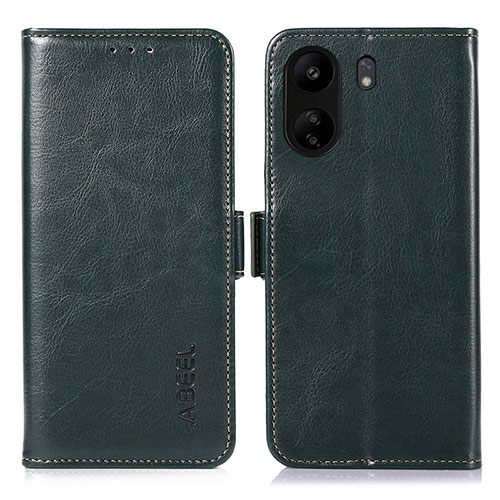 Leather Case Stands Flip Cover Holder A07D for Xiaomi Poco C65 Green