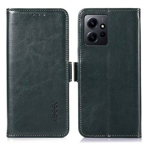 Leather Case Stands Flip Cover Holder A07D for Xiaomi Redmi Note 12 4G Green