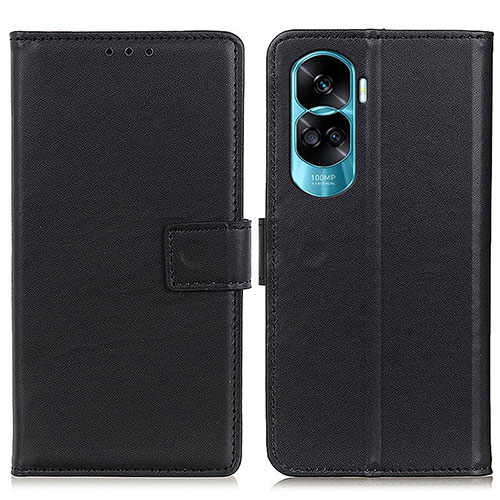 Leather Case Stands Flip Cover Holder A08D for Huawei Honor 90 Lite 5G Black