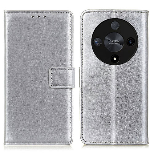 Leather Case Stands Flip Cover Holder A08D for Huawei Honor X9b 5G Silver