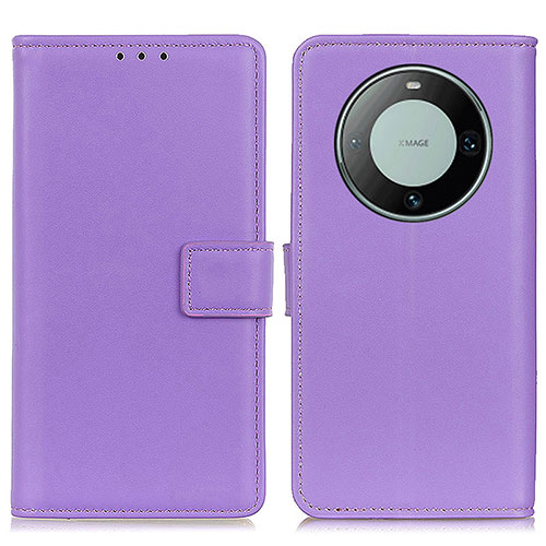 Leather Case Stands Flip Cover Holder A08D for Huawei Mate 60 Purple