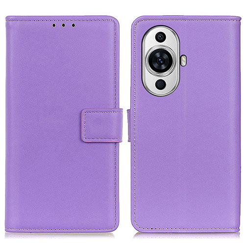 Leather Case Stands Flip Cover Holder A08D for Huawei Nova 11 Pro Purple