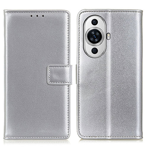 Leather Case Stands Flip Cover Holder A08D for Huawei Nova 11 Ultra Silver