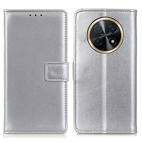 Leather Case Stands Flip Cover Holder A08D for Huawei Nova Y91 Silver