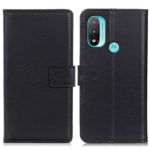 Leather Case Stands Flip Cover Holder A08D for Motorola Moto E30 Black