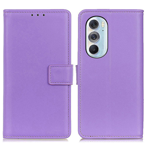 Leather Case Stands Flip Cover Holder A08D for Motorola Moto Edge 30 Pro 5G Purple