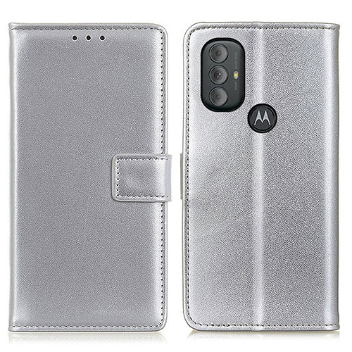 Leather Case Stands Flip Cover Holder A08D for Motorola Moto G Power (2022) Silver