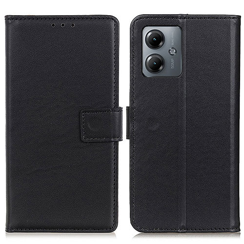 Leather Case Stands Flip Cover Holder A08D for Motorola Moto G14 Black