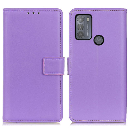 Leather Case Stands Flip Cover Holder A08D for Motorola Moto G50 Purple