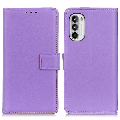 Leather Case Stands Flip Cover Holder A08D for Motorola Moto G82 5G Purple