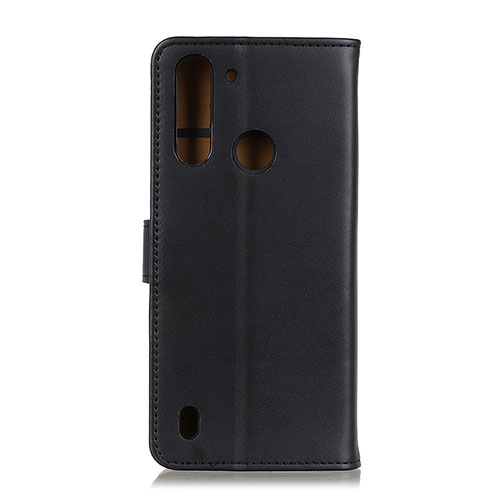 Leather Case Stands Flip Cover Holder A08D for Motorola Moto One Fusion Black