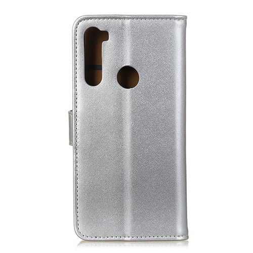 Leather Case Stands Flip Cover Holder A08D for Motorola Moto One Fusion Plus Silver