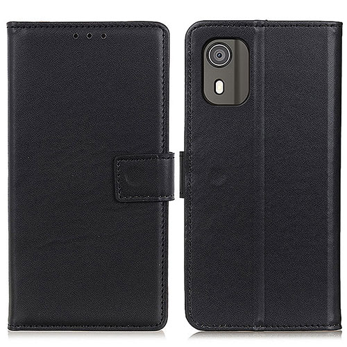 Leather Case Stands Flip Cover Holder A08D for Nokia C02 Black