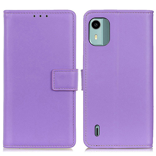 Leather Case Stands Flip Cover Holder A08D for Nokia C12 Pro Purple