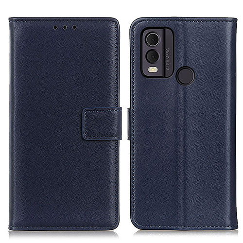 Leather Case Stands Flip Cover Holder A08D for Nokia C22 Blue