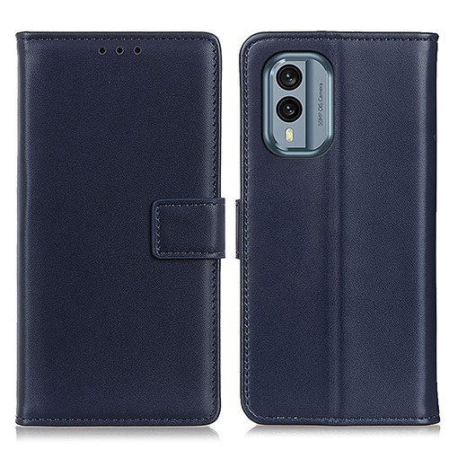 Leather Case Stands Flip Cover Holder A08D for Nokia X30 5G Blue