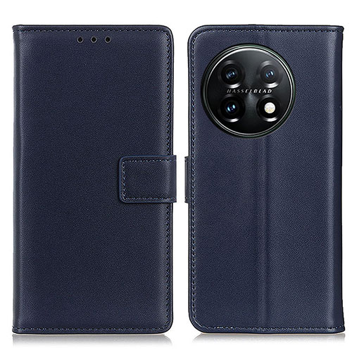 Leather Case Stands Flip Cover Holder A08D for OnePlus 11 5G Blue