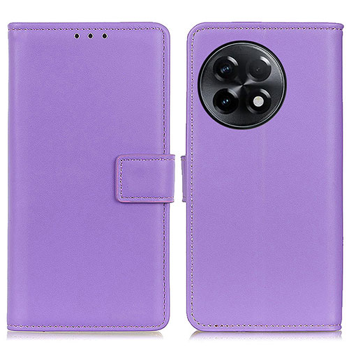 Leather Case Stands Flip Cover Holder A08D for OnePlus 11R 5G Purple