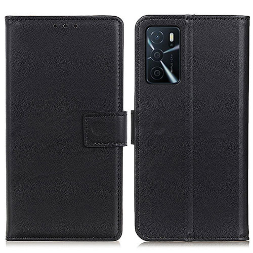 Leather Case Stands Flip Cover Holder A08D for Oppo A16 Black