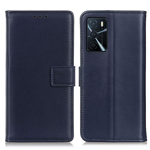 Leather Case Stands Flip Cover Holder A08D for Oppo A16 Blue