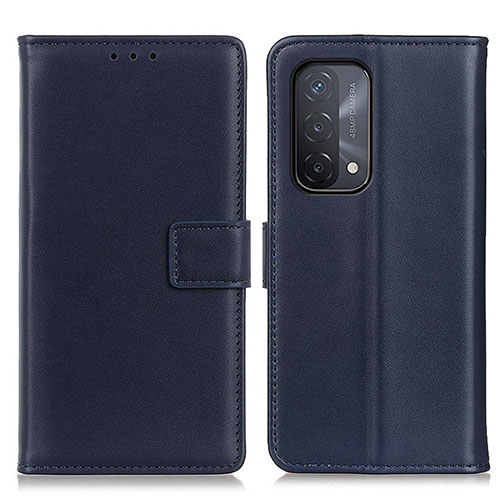 Leather Case Stands Flip Cover Holder A08D for Oppo A54 5G Blue