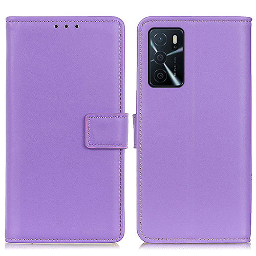 Leather Case Stands Flip Cover Holder A08D for Oppo A54s Purple