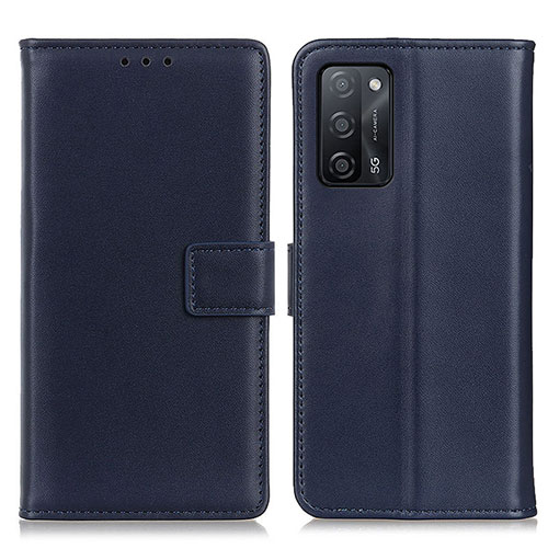 Leather Case Stands Flip Cover Holder A08D for Oppo A55 5G Blue