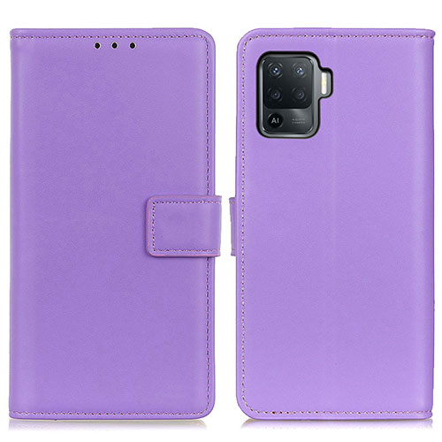 Leather Case Stands Flip Cover Holder A08D for Oppo Reno5 F Purple
