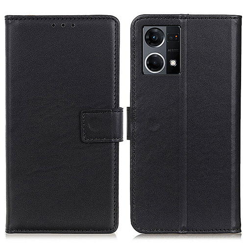 Leather Case Stands Flip Cover Holder A08D for Oppo Reno7 4G Black