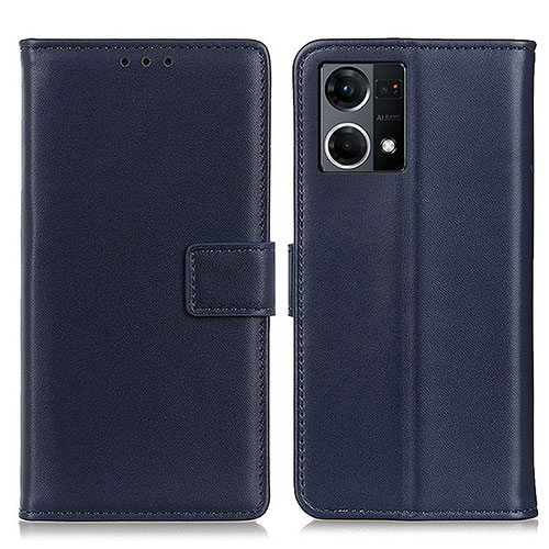 Leather Case Stands Flip Cover Holder A08D for Oppo Reno8 4G Blue