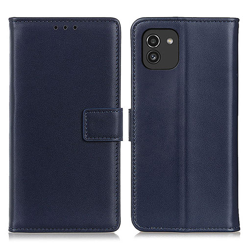 Leather Case Stands Flip Cover Holder A08D for Samsung Galaxy A03 Blue