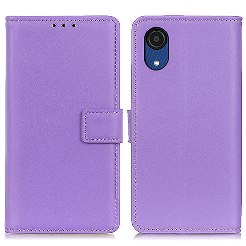 Leather Case Stands Flip Cover Holder A08D for Samsung Galaxy A03 Core Purple