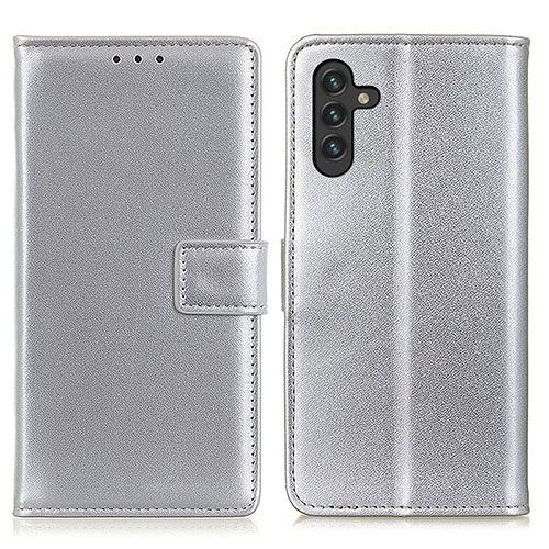 Leather Case Stands Flip Cover Holder A08D for Samsung Galaxy A13 5G Silver
