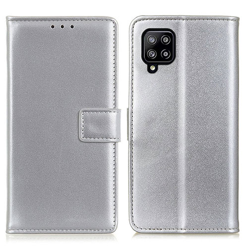 Leather Case Stands Flip Cover Holder A08D for Samsung Galaxy A22 4G Silver