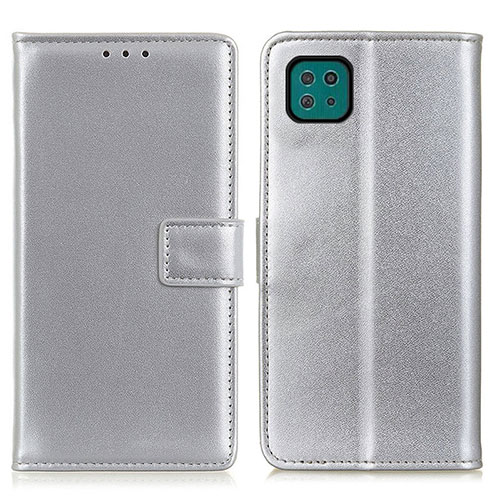 Leather Case Stands Flip Cover Holder A08D for Samsung Galaxy A22 5G Silver