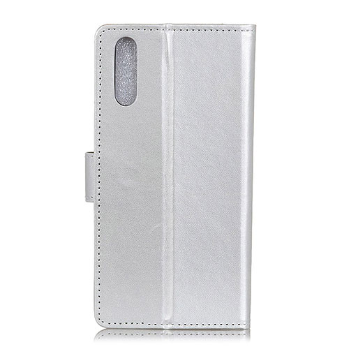 Leather Case Stands Flip Cover Holder A08D for Samsung Galaxy A41 SC-41A Silver