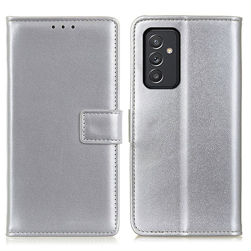Leather Case Stands Flip Cover Holder A08D for Samsung Galaxy A82 5G Silver