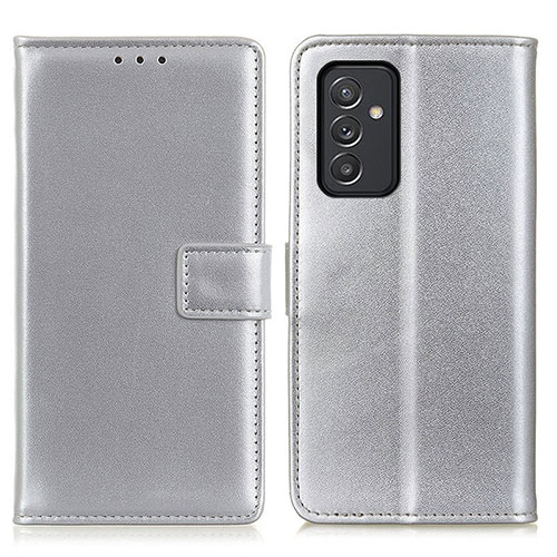 Leather Case Stands Flip Cover Holder A08D for Samsung Galaxy F34 5G Silver