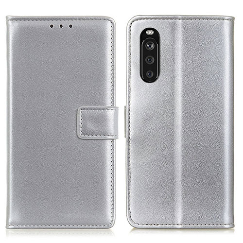 Leather Case Stands Flip Cover Holder A08D for Sony Xperia 10 III SO-52B Silver