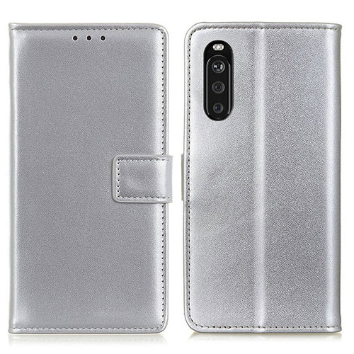 Leather Case Stands Flip Cover Holder A08D for Sony Xperia 10 III SOG04 Silver