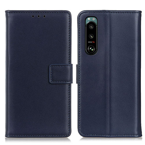 Leather Case Stands Flip Cover Holder A08D for Sony Xperia 5 III Blue