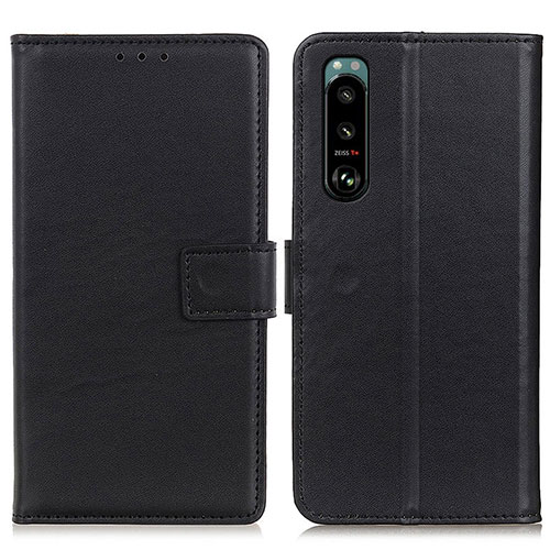 Leather Case Stands Flip Cover Holder A08D for Sony Xperia 5 III SO-53B Black