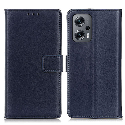 Leather Case Stands Flip Cover Holder A08D for Xiaomi Poco F5 5G Blue