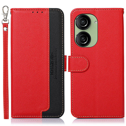 Leather Case Stands Flip Cover Holder A09D for Asus ZenFone 10 Red