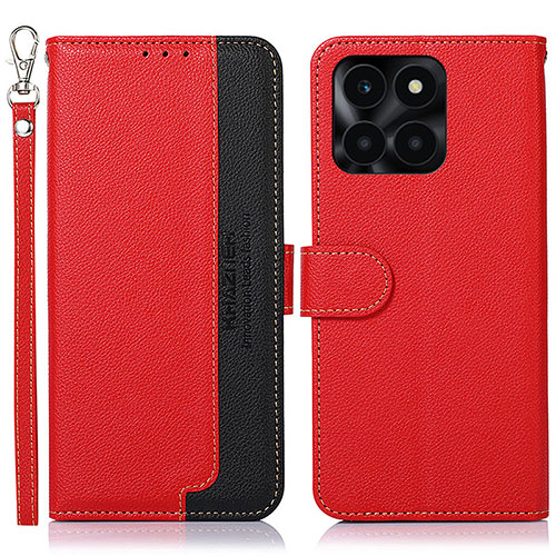 Leather Case Stands Flip Cover Holder A09D for Huawei Honor X8b Red